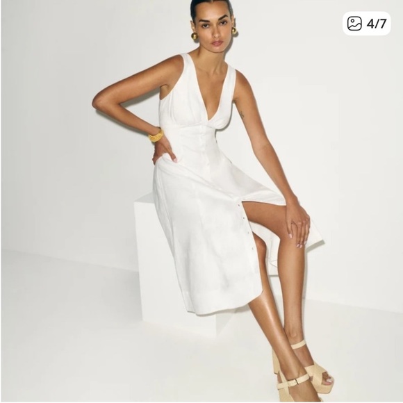 Reformation Sebastien White Linen Button-Up Dress - Picture 5 of 5